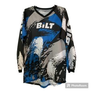 BILT Sz S Long Sleeve Blue Polyester Motocross Dirt Bike Racing Jersey